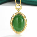 Grüner Chalcedon Anhänger mit Chopin Kette