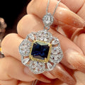 Blauer Spinell Anhänger mit Box-Kette
